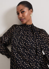 Mabel Black Dotty Swing Dress - Black