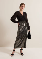 Petite Aniya Sequin Long Sleeve Dress - Black/Multi