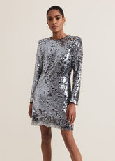 Rhia Silver Sequin Mini Dress - Silver