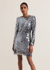 Rhia Silver Sequin Mini Dress - Silver