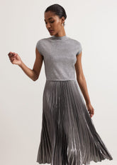 Jayla Metallic Knit Dress - Silver
