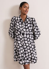 Selika Floral Swing Mini Dress - Black/Multi