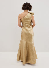 Deniz One Shoulder Jacquard Maxi Dress - Gold