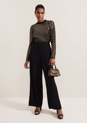 Amelia Sequin Bodice Jumpsuit - Black/Multi