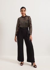 Petite Amelia Sequin Bodice Jumpsuit - Black/Multi