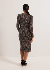 Petite Kaleigh Sequin Midi Dress - Black/Multi