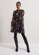 Martina Swing Mini Dress - Black/Multi
