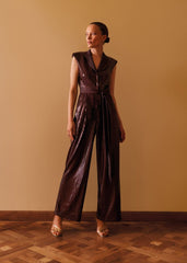Ivey Burgundy Sequin Jumpsuit - Burgundy