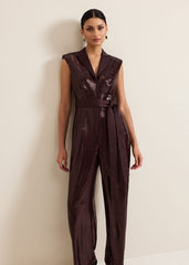 Ivey Burgundy Sequin Jumpsuit - Burgundy