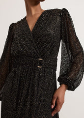 Emre Shimmer Burnout Midi Dress - Black/Multi