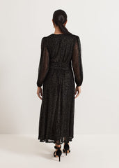 Petite Emre Shimmer Burnout Midi Dress - Black/Multi
