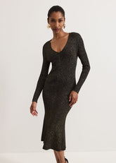 Petite Tillie Lurex Flippy Hem Dress - Gold