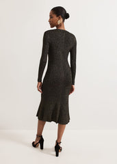 Petite Tillie Lurex Flippy Hem Dress - Gold