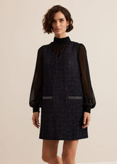 Sabine Navy Tweed Dress - Navy