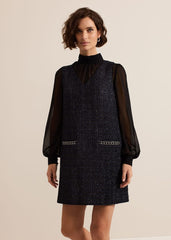 Sabine Navy Tweed Dress - Navy