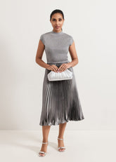 Jayla Metallic Knit Dress - Silver