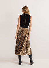 Meloni Jersey Leopard Pleat Midi Dress - Black Multi