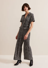 Lavinia Grey Tweed Wide Leg Jumpsuit - Grey