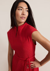 Ofelia Red Jersey Textured Dress - Red