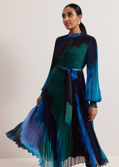 Petite Sophie Pleat Midi Dress - Multi-Coloured