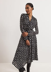Caitlin Black Printed Mesh Dress - Black