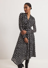 Caitlin Black Printed Mesh Dress - Black
