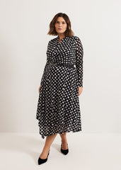 Caitlin Black Printed Mesh Dress - Black