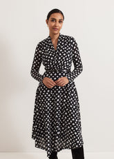 Petite Caitlin Black Printed Mesh Dress - Black