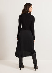 Valeria Black Satin Woven Dress - Black