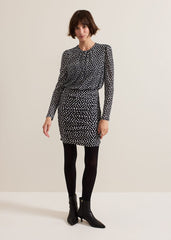 Teodroa Spot Mini Ruched Dress - Black