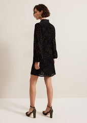 Esin Shimmer Shirt Dress - Black