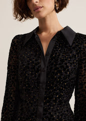 Esin Shimmer Shirt Dress - Black