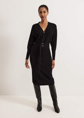 Dixie Batwing Zip Belted Dress - Black