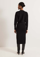 Dixie Batwing Zip Belted Dress - Black