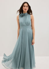 Petite Lucinda Pale Blue Maxi Dress - Eau De Nil