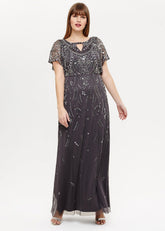 Desiree Beaded Maxi Dress - Grey