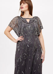 Desiree Beaded Maxi Dress - Grey