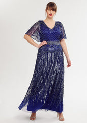 Athena Beaded Maxi Dress - Cobalt