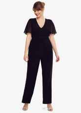 Salma Lace Wrap Jumpsuit - Black