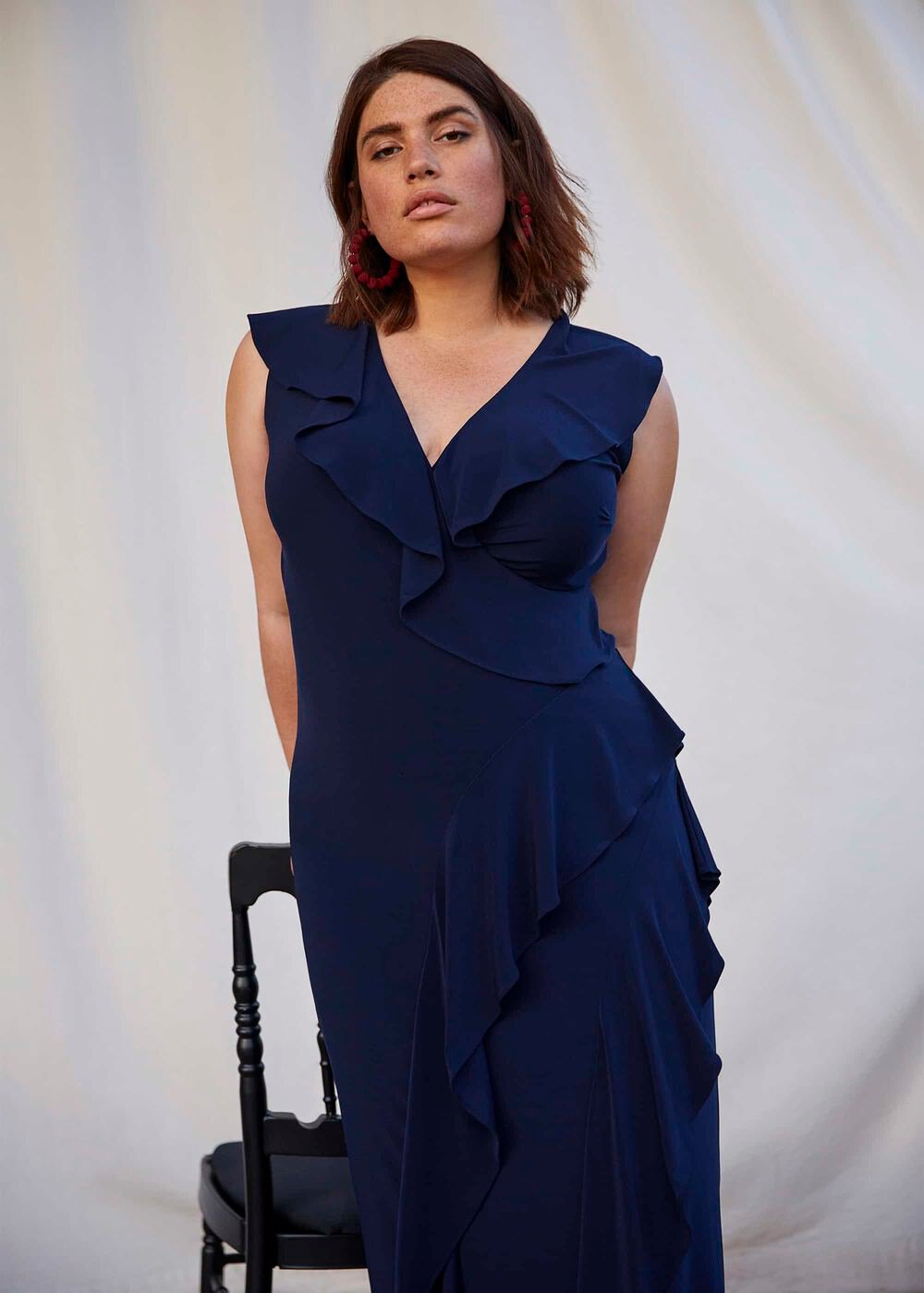 Lida Ruffle Maxi Dress - Navy