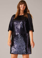 Martha Sequin Tunic Dress - Blue