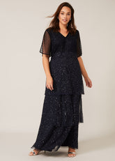 Sascha Beaded Maxi Dress - Navy