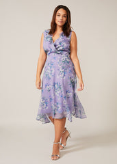 Anya Floral Frill Dress - Lilac