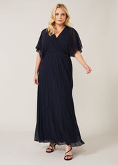 Tilly Pleated Maxi Dress - Navy