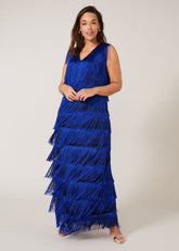 Tessa Fringe Maxi Dress - Cobalt