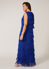 Tessa Fringe Maxi Dress - Cobalt