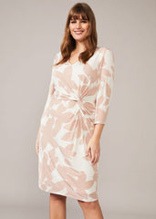 Lana Leaf Print Dress - Ivory/Natural