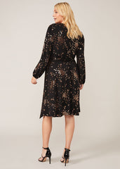 Giselle Foil Dress - Black/Gold