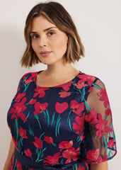 Lottie Embroidered Dress - Navy Multi