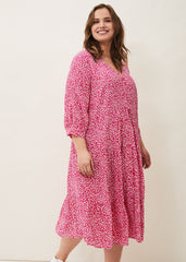 Sadie Printed Swing Dress - Hot Pink